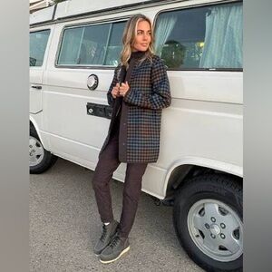 Carve Designs Calla Wool Jacket Dark Brown Plaid Small NWT